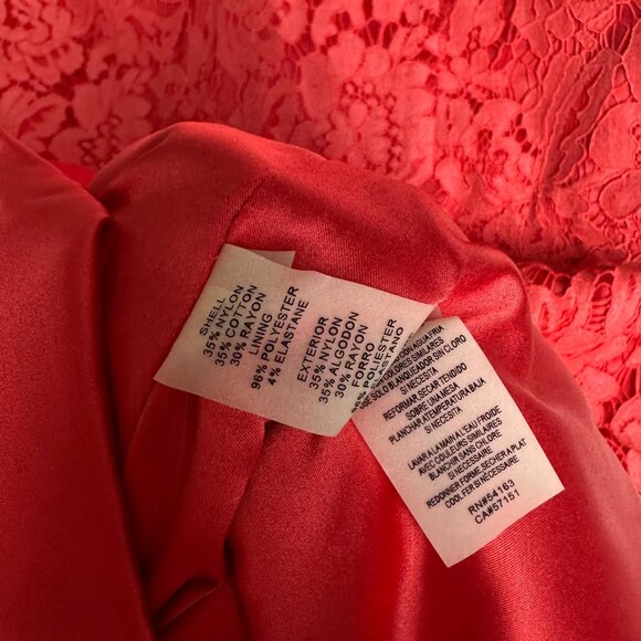 Vince Camuto Open Back Lace Sheath Dress Cap Sleeve in Coral 12 - Picture 8 of 8